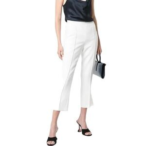 Cinq a Sept High Waist Atticus Front Seam Split Hem Trousers Women 4 in White